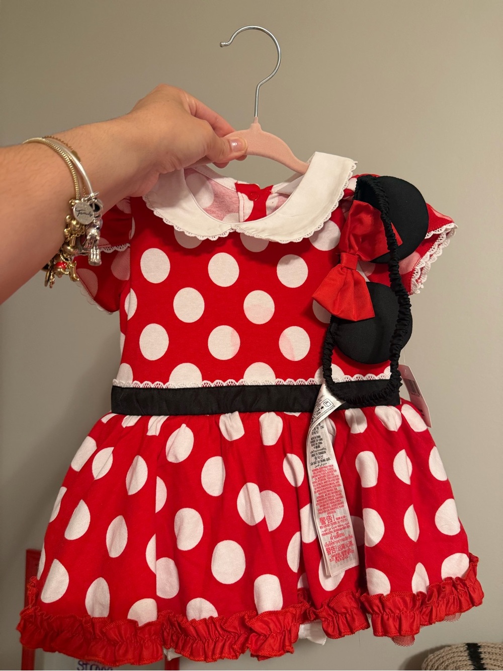 Disney Red and White Polka Dot Minnie Mouse Dress with Black Accents